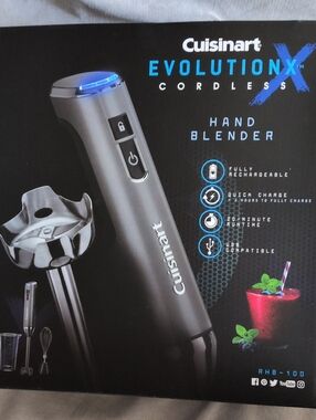 Cuisinart EvolutionX Cordless Hand Blender - Silver and Blue Accents